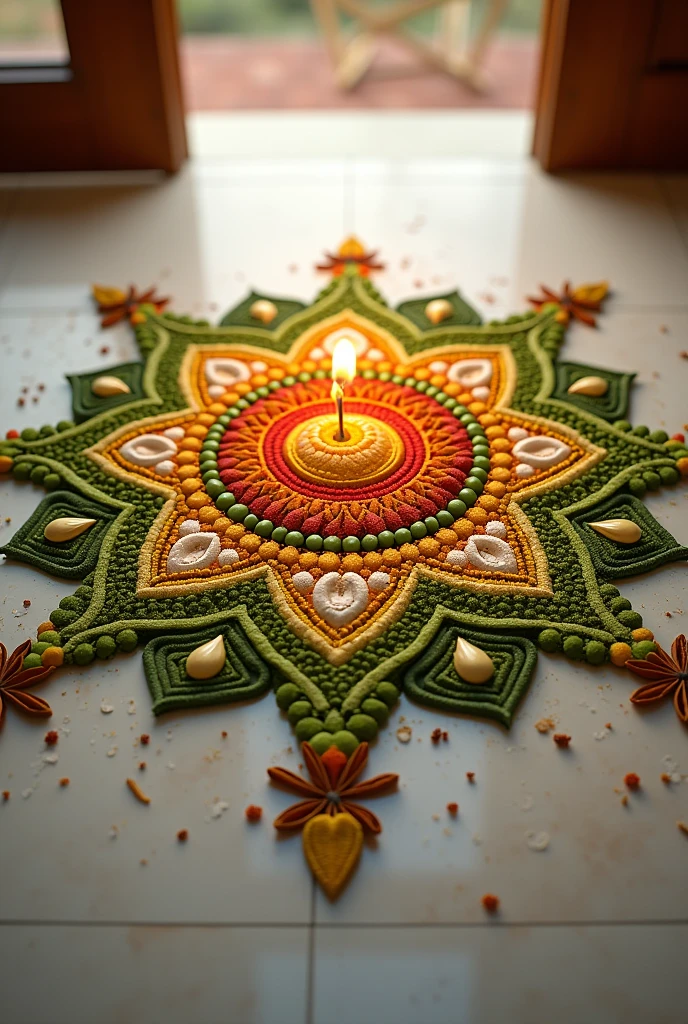 Rangoli with cardamom