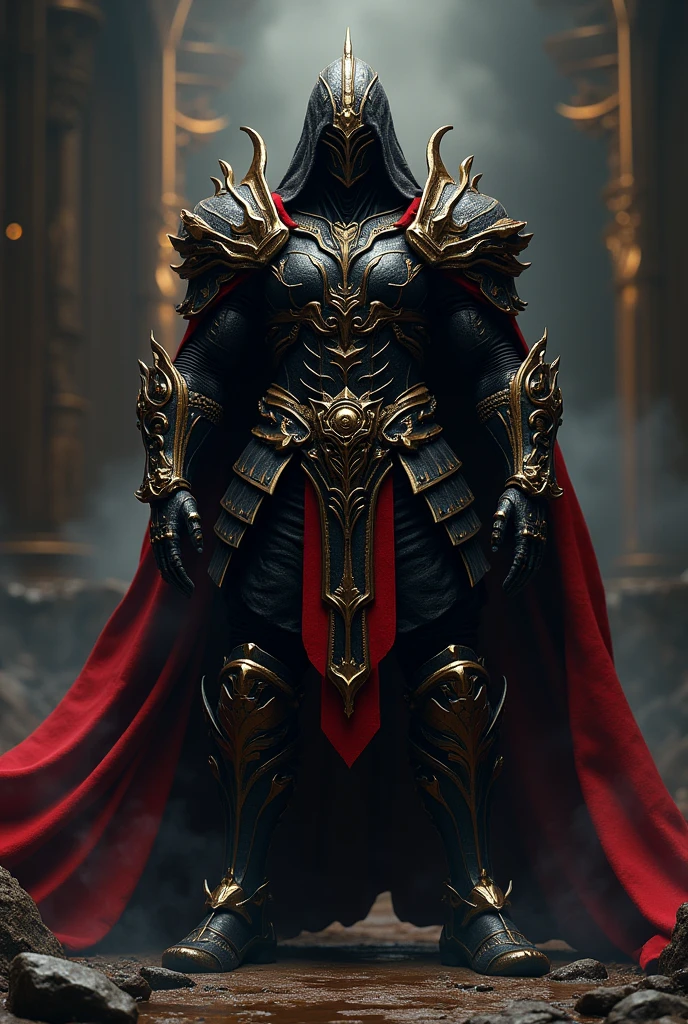 Create a lettering Kingbin3210 AfD with a warrior in black red gold