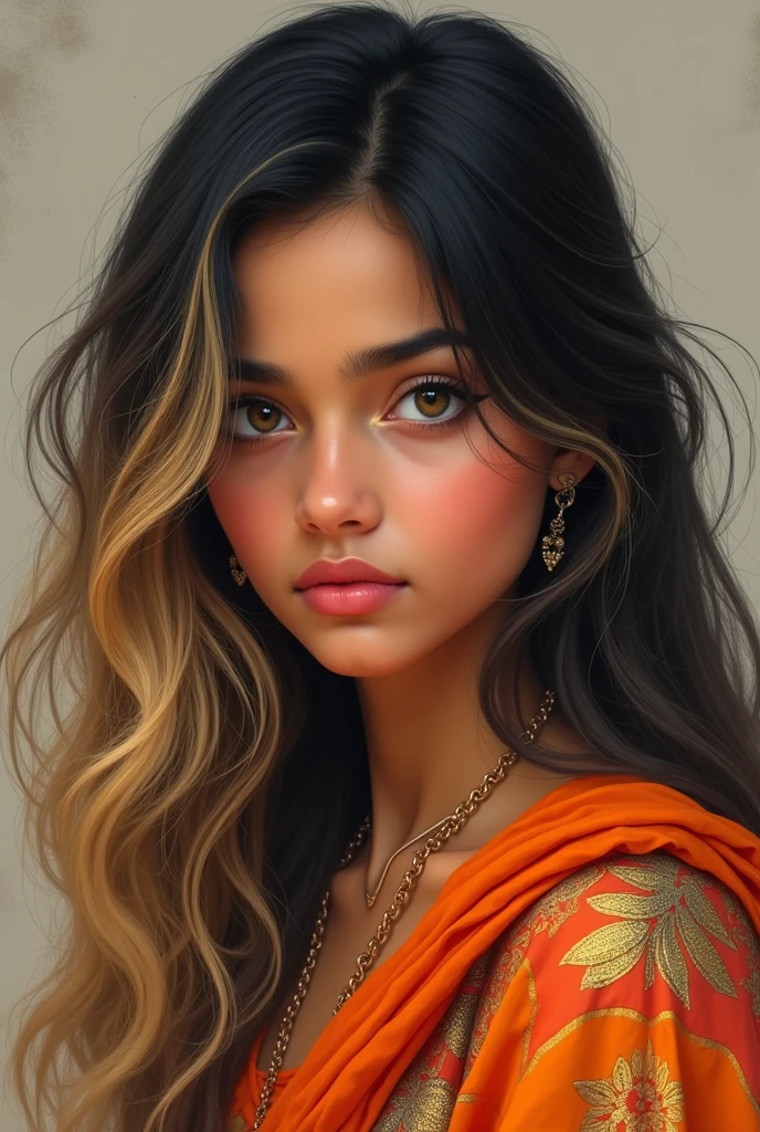 15 years girl Name Shruti Sharma Eye colour blond Black hair In kurti