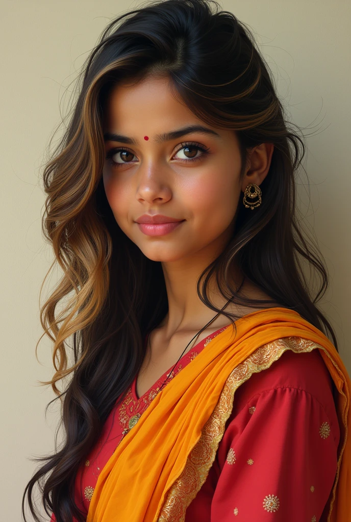 15 years girl Name Shruti Sharma Eye colour blond Black hair In kurti