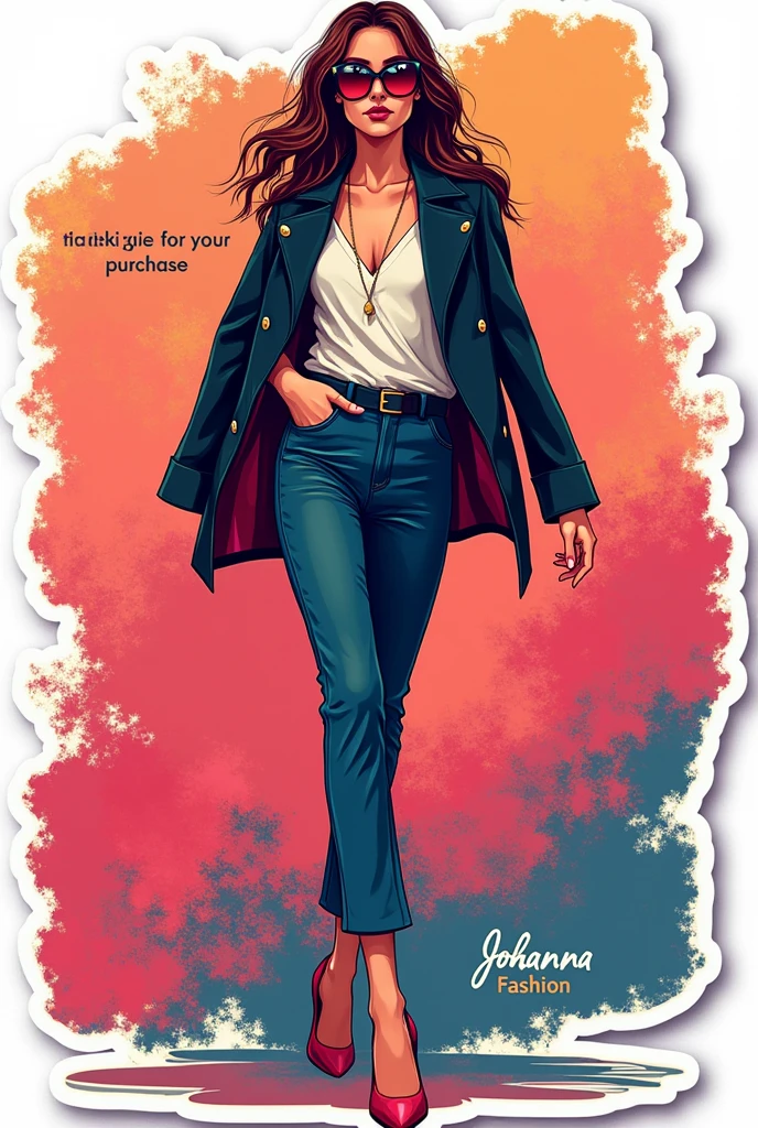 sticker , Thank you for your purchase, highlighting the word Johanna fashion