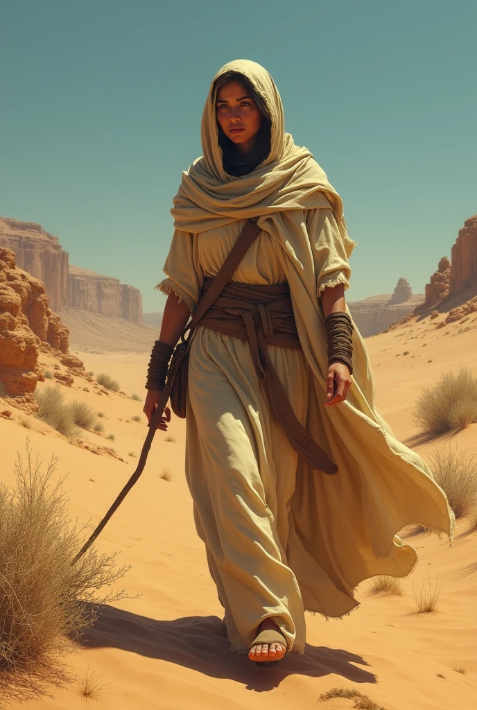 A woman from the Bible in the desert 