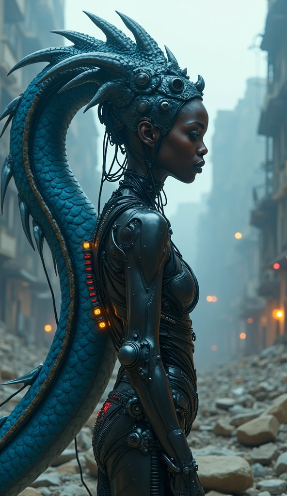 african woman cyborg white plastic transparent mechanical ,trench coats,pistols,blue Dragon The three-headed Hydra , high quality, (raw photo, best quality), (realistic, Photorealistic: 1.4), (extremely delicate and Beautiful: 1.4), Amazing, fine details, masterpiece, Ultra detailed, high resolution, best illustration, best shadow, intricate, ( extremely intricate: 1.2), (exquisitely detailed skin), cinematic light, Perfect anatomy, (cool color: 1.4), Sharp focus, 8K UHD, DSLR, (Fujifilm XT3),epic fantasy art style hd, 4K fantasy art, epic fantasy digital art style, epic fantasy art style, Fantasy Woman, epic fantasy art portrait, Epic fantasy style, hyperrealistic fantasy art, hd fantasy art, epic fantasy character art, epic fantasy art, in style of dark fantasy art, epic fantasy digital art, (pose americano :1.4), (cinematic lighting :1.4), ,(Dungeon ruins background ruined big stones cave cavern :1.4 ), (The Hydra Dragon blue large giant three heads :1.4), Mechanical vertebrae attached to the back, mechanical cervical attachment to the neck, Wires and cables that connect to the head, evangelion, small bright LED lamps, (85mm f/1.4), (cinematic lighting :1.4), (detailed perfect anatomy :1.4), (The three-headed Hydra :1.4), (The Hydra V2.1), (background city destroyed apocalypse Tokyo cyberpunk :1.4)