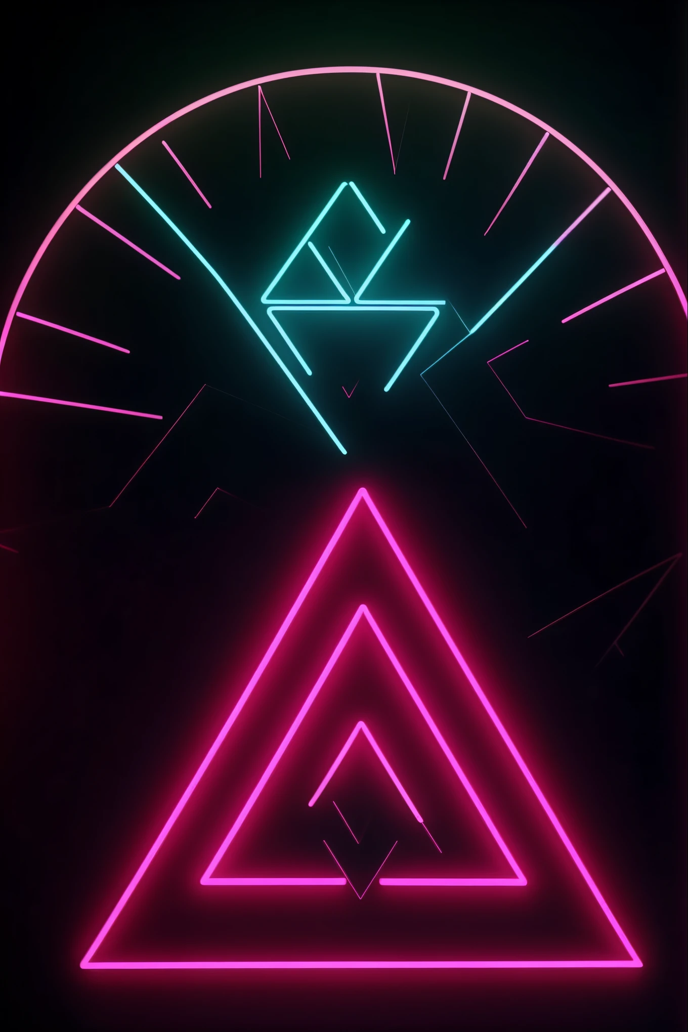 a glowing pink neon triangle symbol on a dark black background, a hypnotic all-seeing eye design with intricate borders and decorative elements, highly detailed, photorealistic, 8k, HDR, studio lighting, cinematic, mesmerizing, mystical, magical, otherworldly