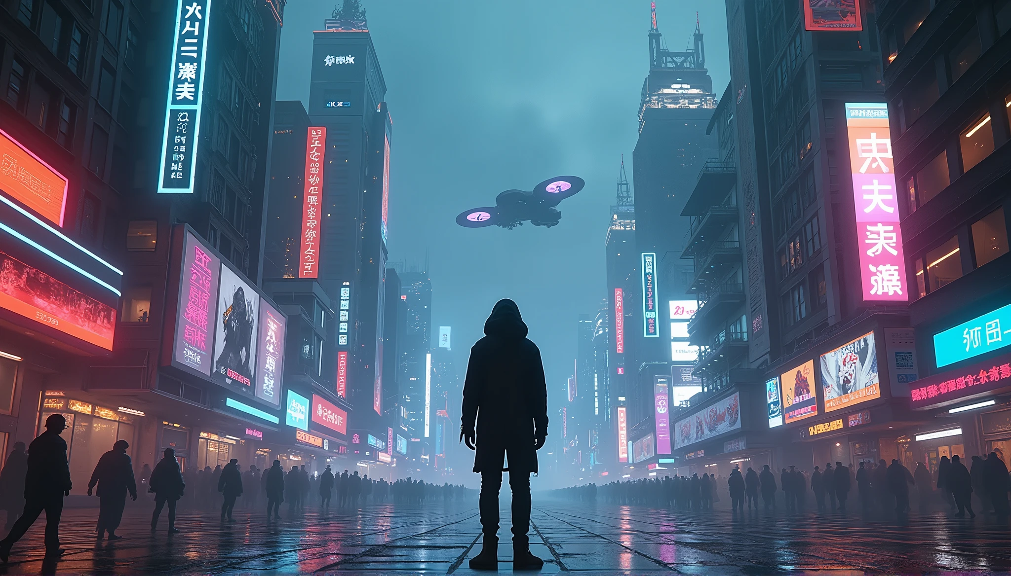 (neon city ), (best quality, 4k, highres, masterpiece:1.2), ultra-detailed, realistic:1.37, HDR, studio lighting, extreme detail description, vivid colors, bokeh, concept art, dark color scheme, dramatic lighting