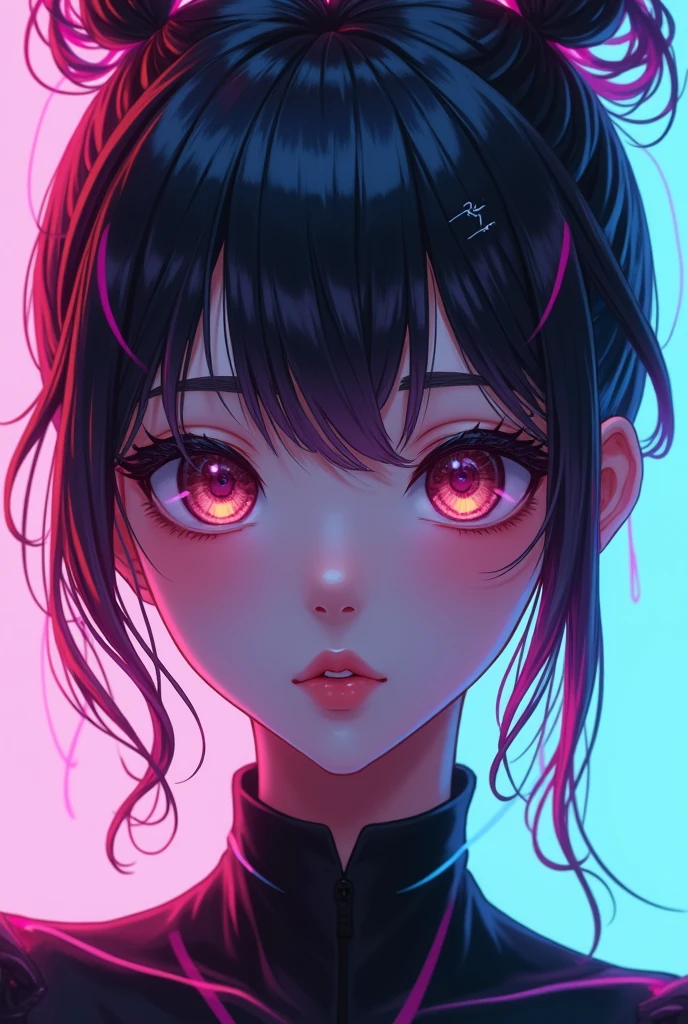 snthwve style, nvinkpunk Closeup face portrait of (((sks person))), smooth soft skin, big dreamy eyes, beautiful intricate colored hair, symmetrical, anime wide eyes, soft lighting, detailed face, by makoto shinkai, stanley artgerm lau, wlop, rossdraws, concept art, digital painting, looking into camera