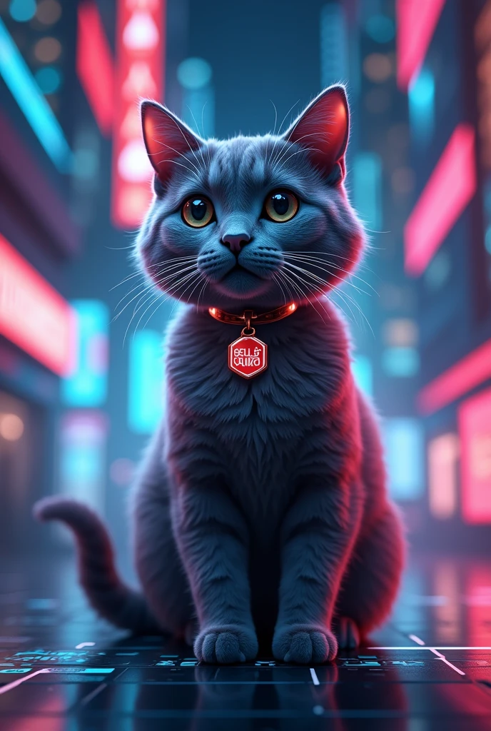 create a creative marketing photo of a cat who represente a token in crypto world called SUYA . Use your creativity