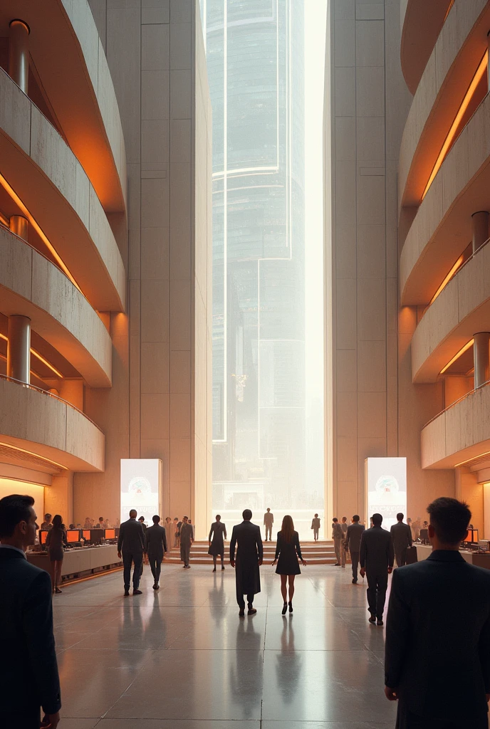 A futuristic executive Hall of the Alliance of Progressive Administration and Governance