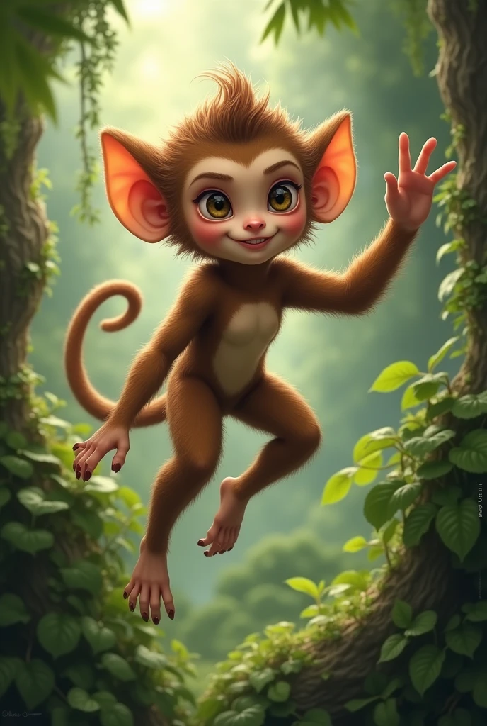 create a girl human monkey