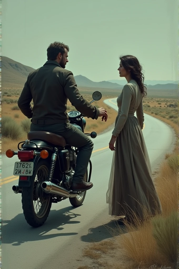 As he rode along the deserted road, he noticed a woman standing by the side of the road. The woman appeared to be in distress and asked him for a lift