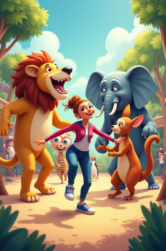 Chorus:
Roar like a lion, stomp like an elephant,
Swing like a monkey, let's do the animal dance!
Waddle like a penguin, hop like a kangaroo,
Let's go to the zoo, there's so much to do!