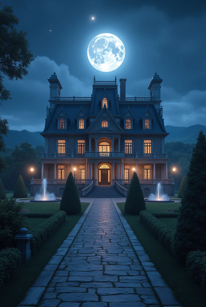 mansions at night
