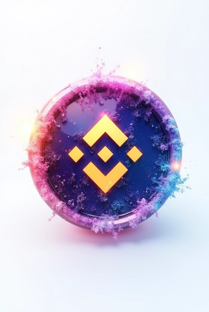 bnb cryptocurrency in galaxy color on a completely white background 