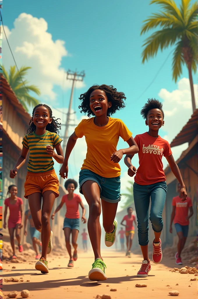 Generate pictures of African teenagers playing 
