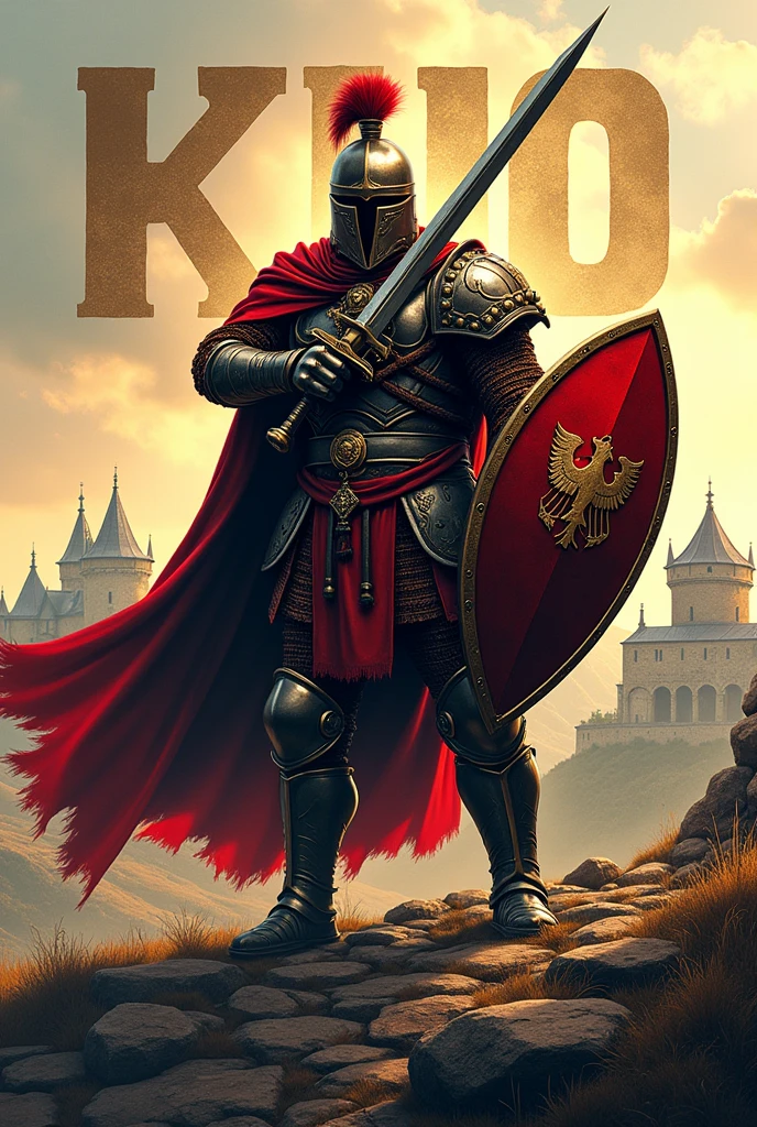 Create a lettering Kingbin3210 with a warrior in Germany colors