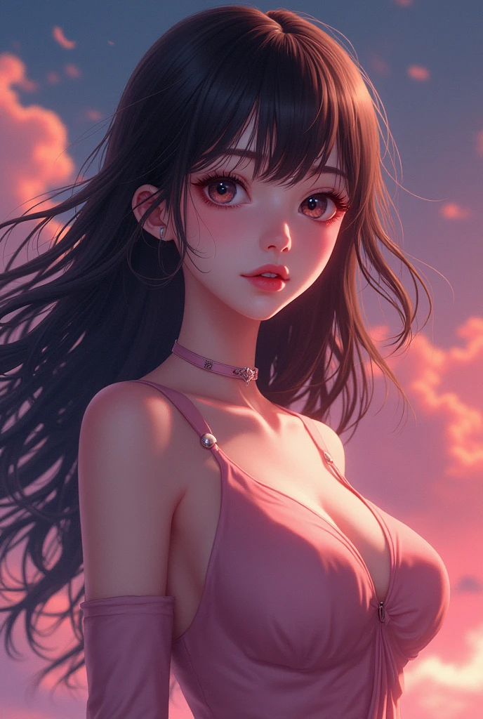 beautiful detailed anime style girl, 1girl, extremely detailed face, beautiful detailed eyes, beautiful detailed lips, long eyelashes, large breasts, full body shot, photorealistic, 8k, hyper detailed, masterpiece, dramatic lighting, cinematic composition, vibrant colors, dynamic pose, elegant