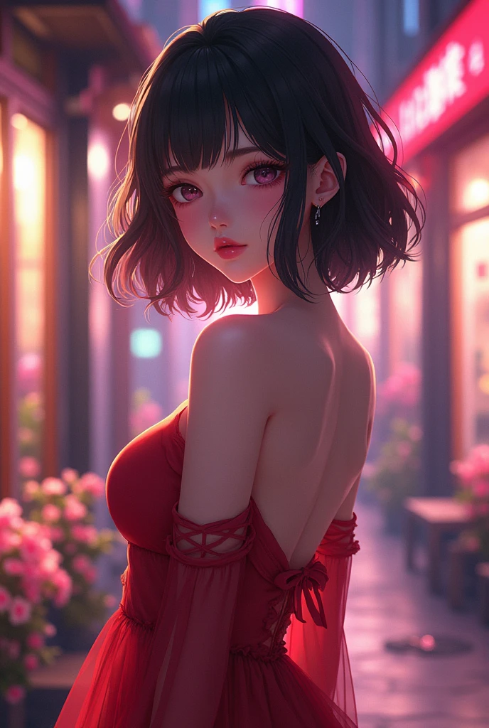 beautiful detailed anime style girl, 1girl, extremely detailed face, beautiful detailed eyes, beautiful detailed lips, long eyelashes, large breasts, full body shot, photorealistic, 8k, hyper detailed, masterpiece, dramatic lighting, cinematic composition, vibrant colors, dynamic pose, elegant