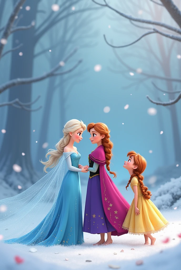 Disney princesses animated and cute and tender frozen
