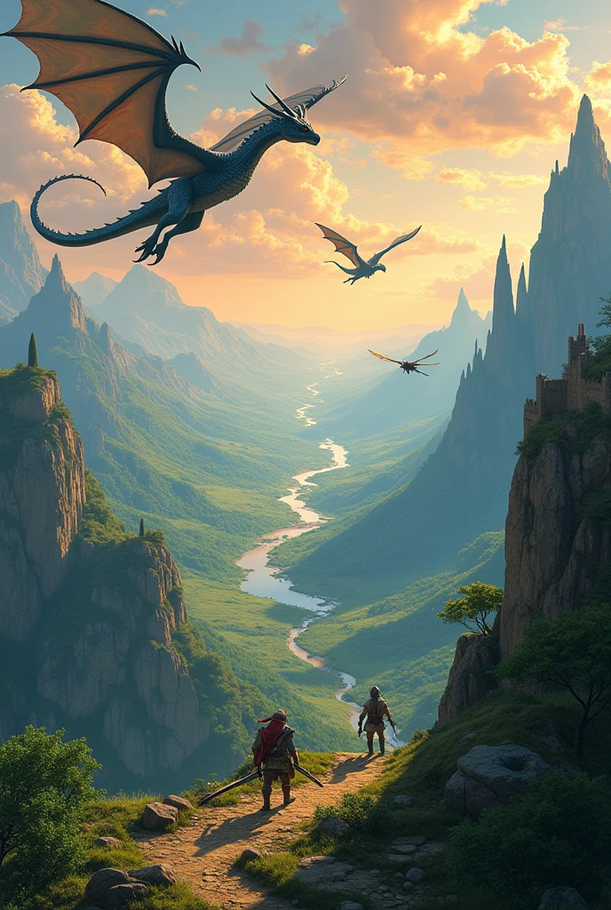 Epic paysages of  Dragon Quest  and the legend of Zelda in a fantasy  land