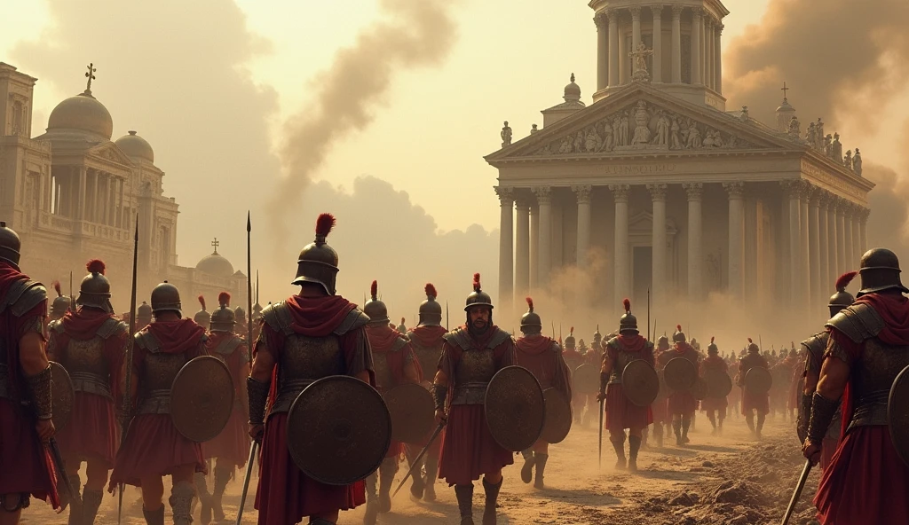 Ancient Roman army destroys temples, churches and monasteries
