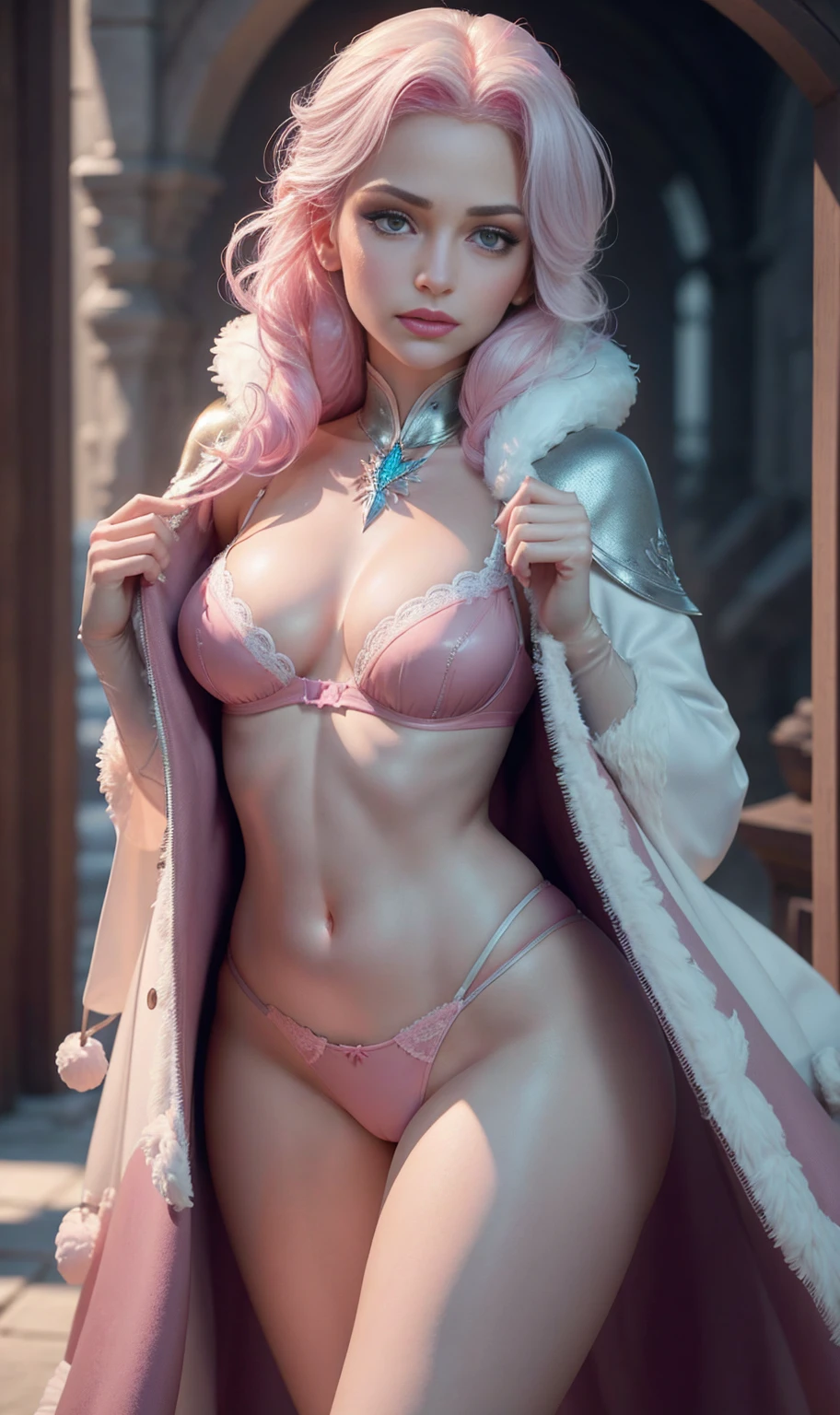 (elsa Frozen-rose quartz SU blending models .) (ultra FUSÃO) Highly detailed CG unity 8k wallpaper, style photo, Complex, high détail, Dramatic, Highest quality film still image, very detailled, work of art, best qualityer, design of character, Elsa, Elsa From Frozen,Pink Diamond Fusion (( estilo dark)), realistic ultra-detailed rendering style, naturallight, sharp design of character, (hard Focus, 8k), (((natural skin texture))), 8k textures, soFt cinematic lighting, Adobe Lightroom, darkness room, HDR, sophisticated, chic, rich details details, Sharp focus appearance) )), soft shades, Frenzy of details, intricate-detail, super detaill, low-contrast, SoFt Film Lighting, opaque colors, Exposure Mixing, HDR, THREAD PANTIES, THREAD LINGERIE, camel-toe, SEMINUA, FUR COAT, THREAD PANTIESS, THREAD LINGERIES