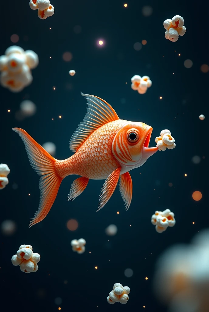 fish in space eating popcorn