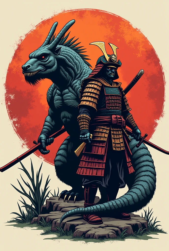 Megatherium and Samurai logo on a T-shirt