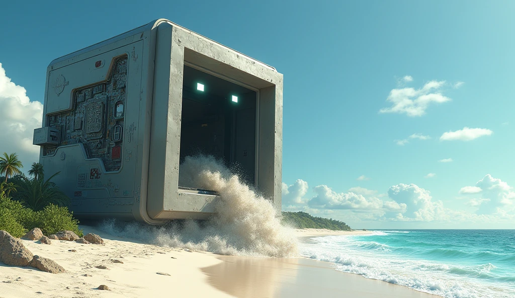 A big PC-man eating an entire beach