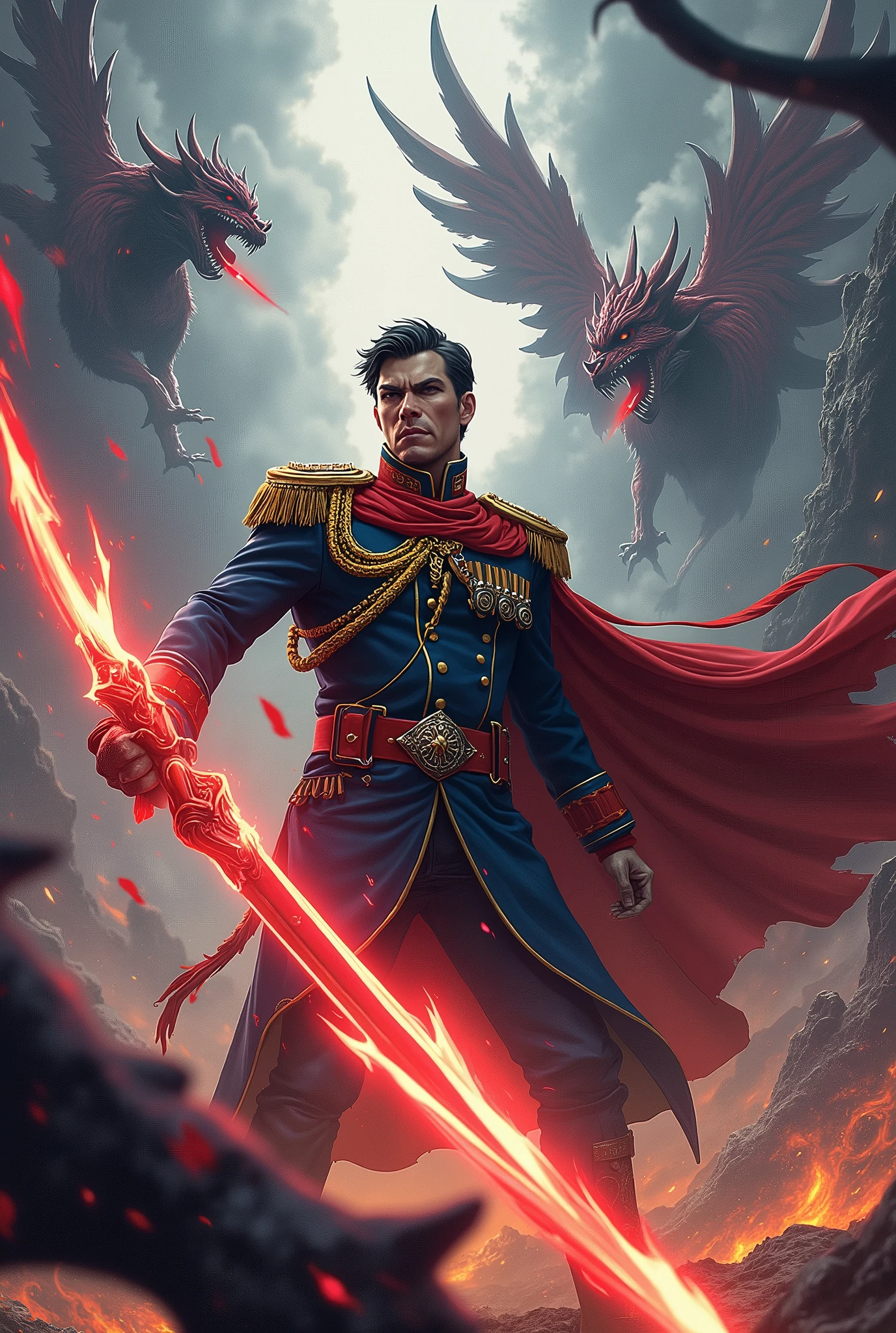 A lieutenant general fighting demons in epic anime theme..