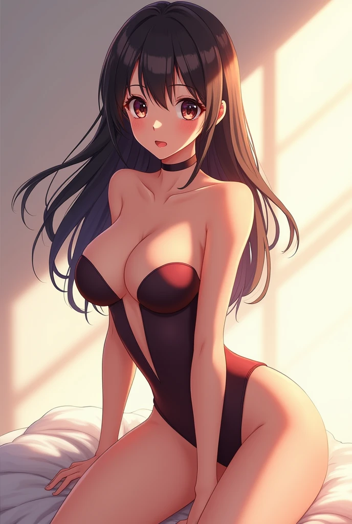 sexy girl in revealing outfit and sexy pose in anime style