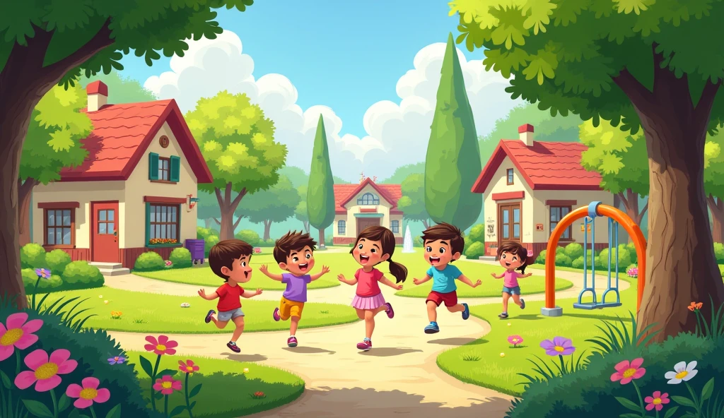 Once upon a time, in a sunny little town, there was a bright, colourful park where all the children loved to play.