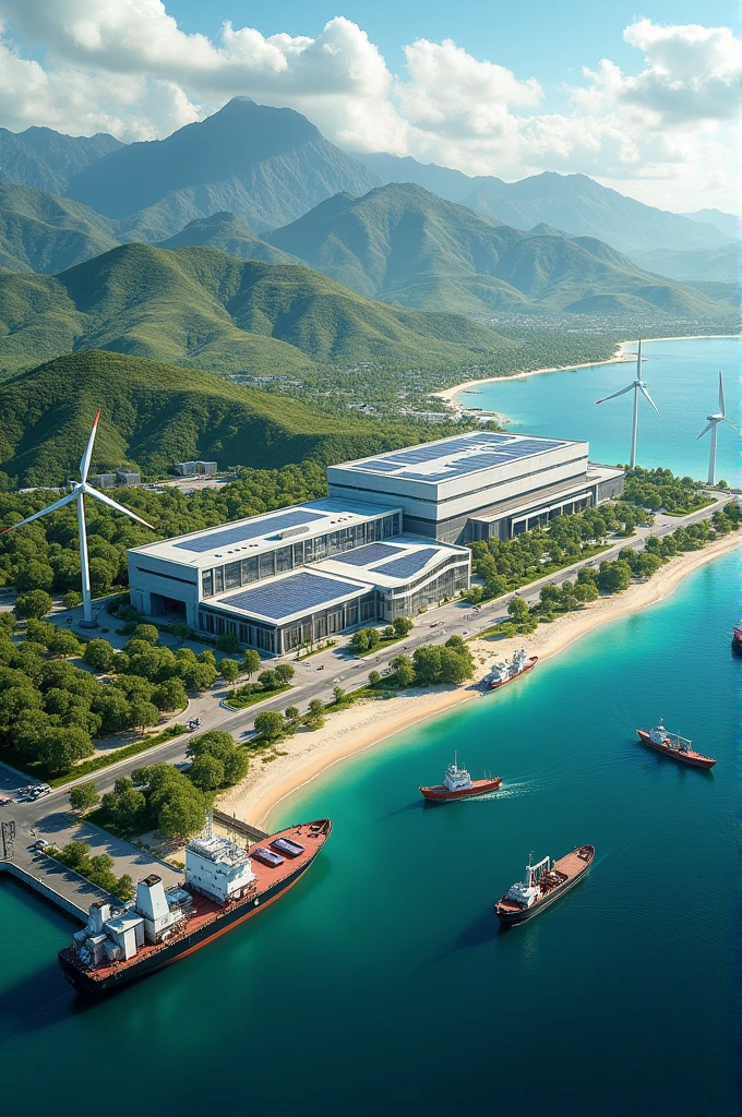 Design an image of TANDEEN company which is into logistics, solar and hydro energy fishing export and oil and gas in Sierra Leone west arfica