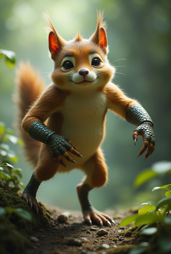 squirrel with monkey legs and alligator arms