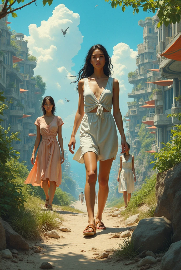 I want an image showing what the world would be like if there were only women in the next 50 years.