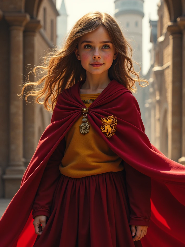 a girl with gryffindor uniform