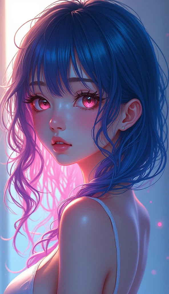 sexy girl colored hair anime style