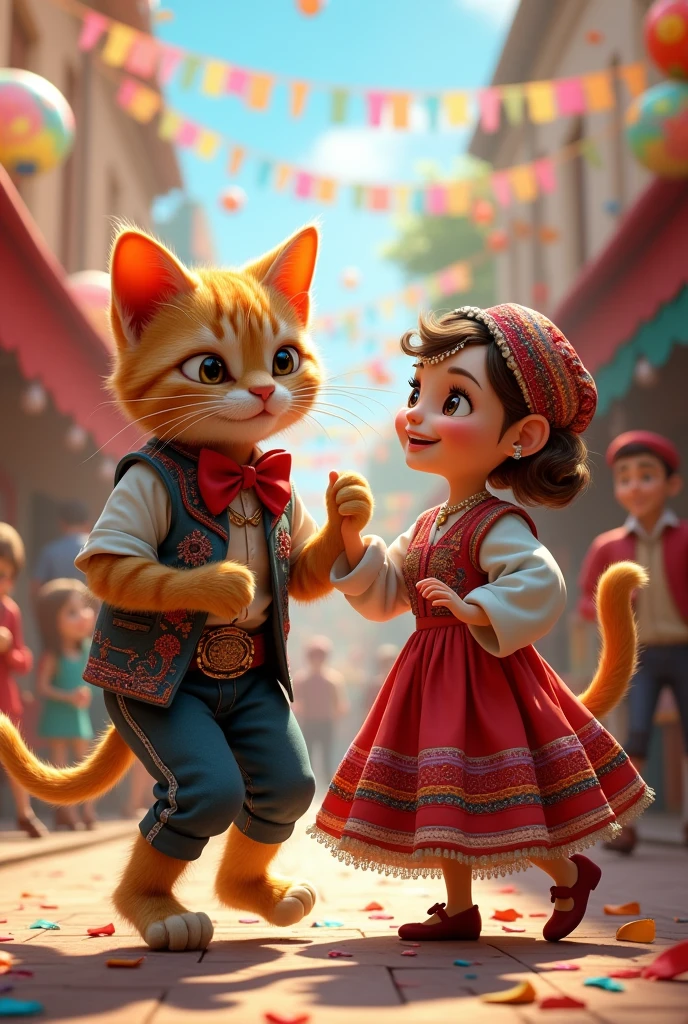 UN CHAT HAIBILLE AVEC UN Albanie 🇦🇱 DANS UN CARNAVAL EN DANSANT