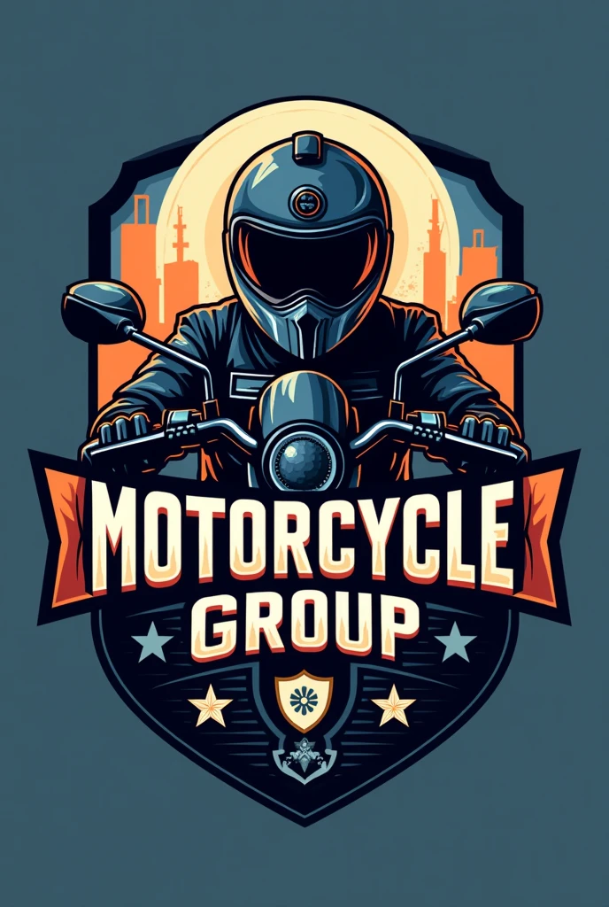 Create a logo for a motorcycle group of the Novo Hamburgo municipal guard, take into account the characteristics of the municipality's flag and that it also has a helmet in the logo