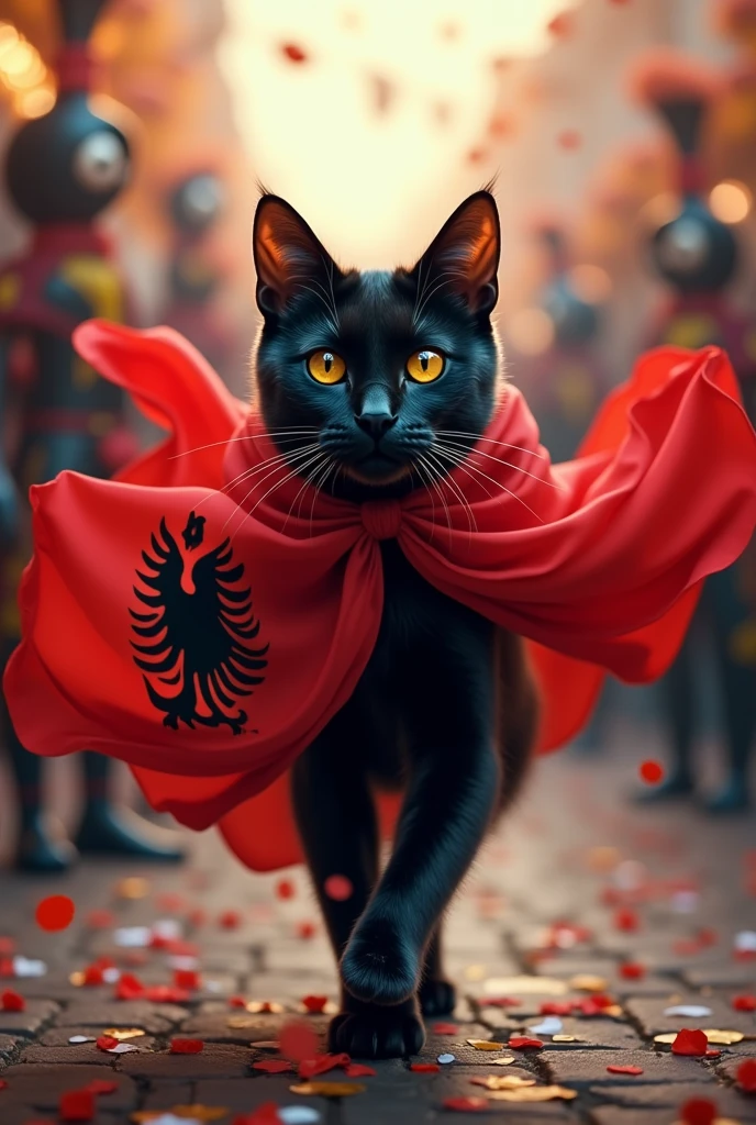 UN CHAT HABiLER AVEC DRAPEAU Albanie 🇦🇱 DANS UN CARNAVAL
