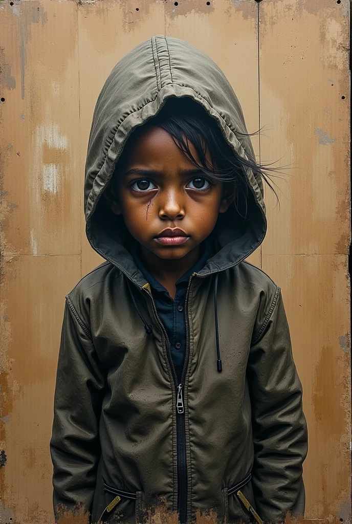 Drawn and painted on cardboard about human trafficking and smuggling