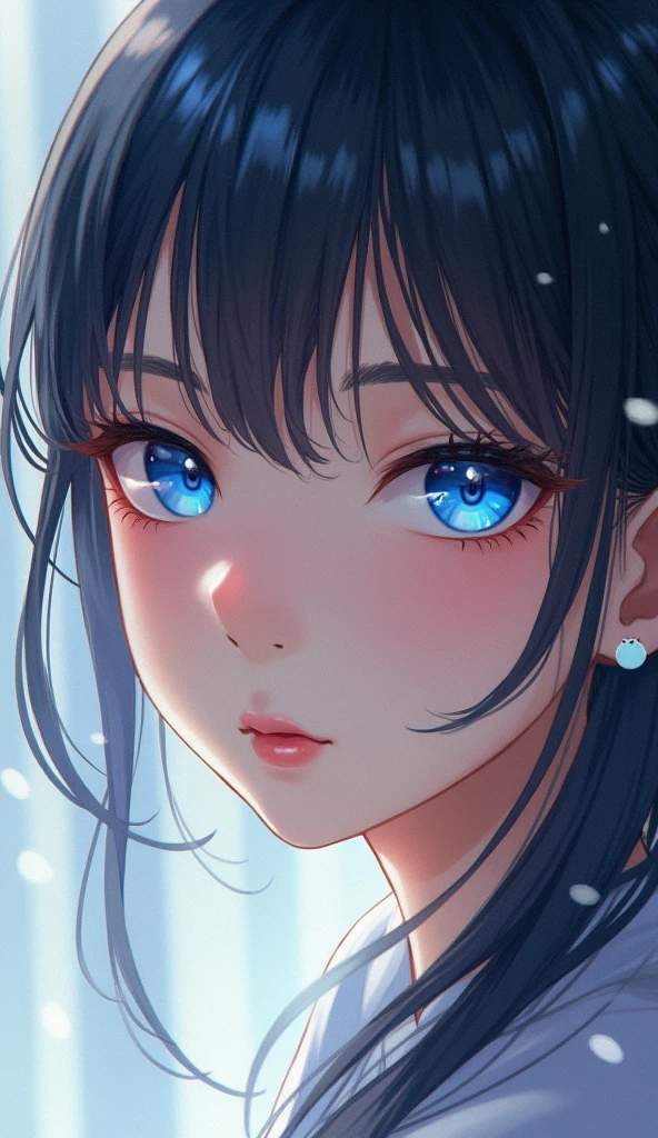 There is a close-up of a woman with blue eyes, amazing digital illustrations, 4K high definition digital art, detailed digital anime art, 4k detailed digital art, Gwaites style artwork, beautiful digital illustrations, beautiful digital artwork, Detailed portrait of anime girl, gorgeous digital painting, detailed painting 4k, realistic digital art 4k.