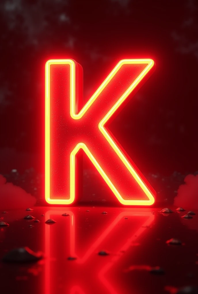K letter shine red background