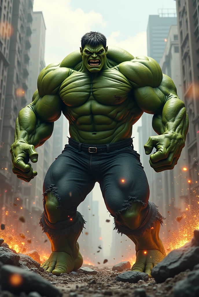 Hulk fighting with Bruce baner