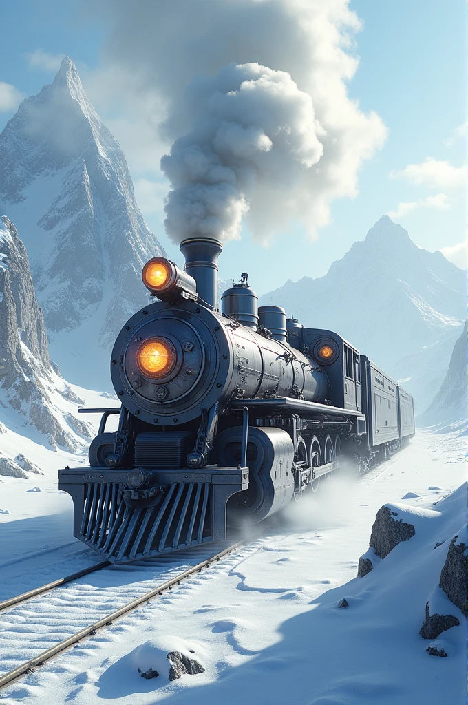 steam locomotive futuristic snow