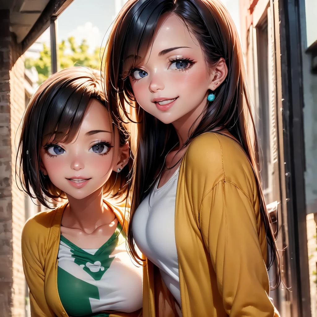 Highly detailed face, ((Open your eyes)), cute, Vibrant colors, Soft natural light, Bokeh effect. clothing(one piece)、(((ear))), Professional photography, Street Snapshots, Vibrant colors, (smile, Laughter),from the front