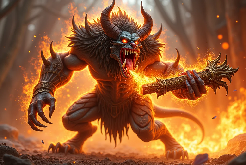 beast instrument cute magic red fire burning attacking