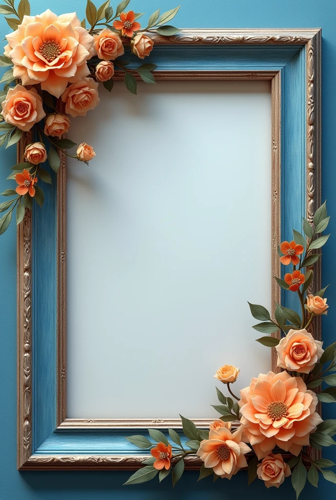 You can generate a background with a blue photomontage frame, brown and gold, that has flowers of the aforementioned colors and some bows