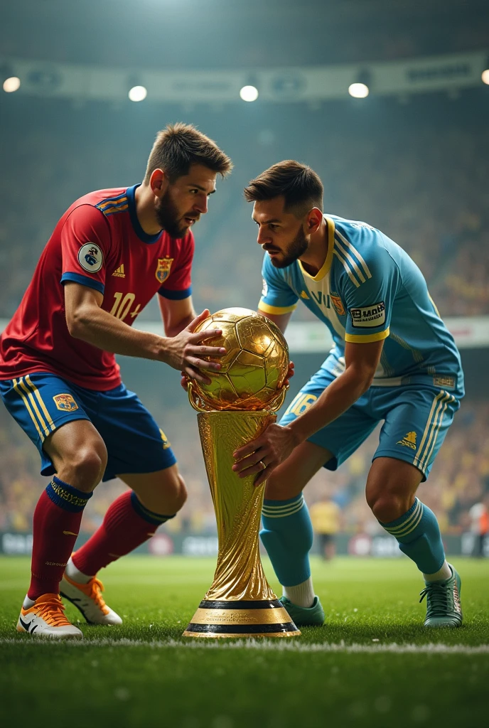 Draw Messi stealing a golden ball from Halland