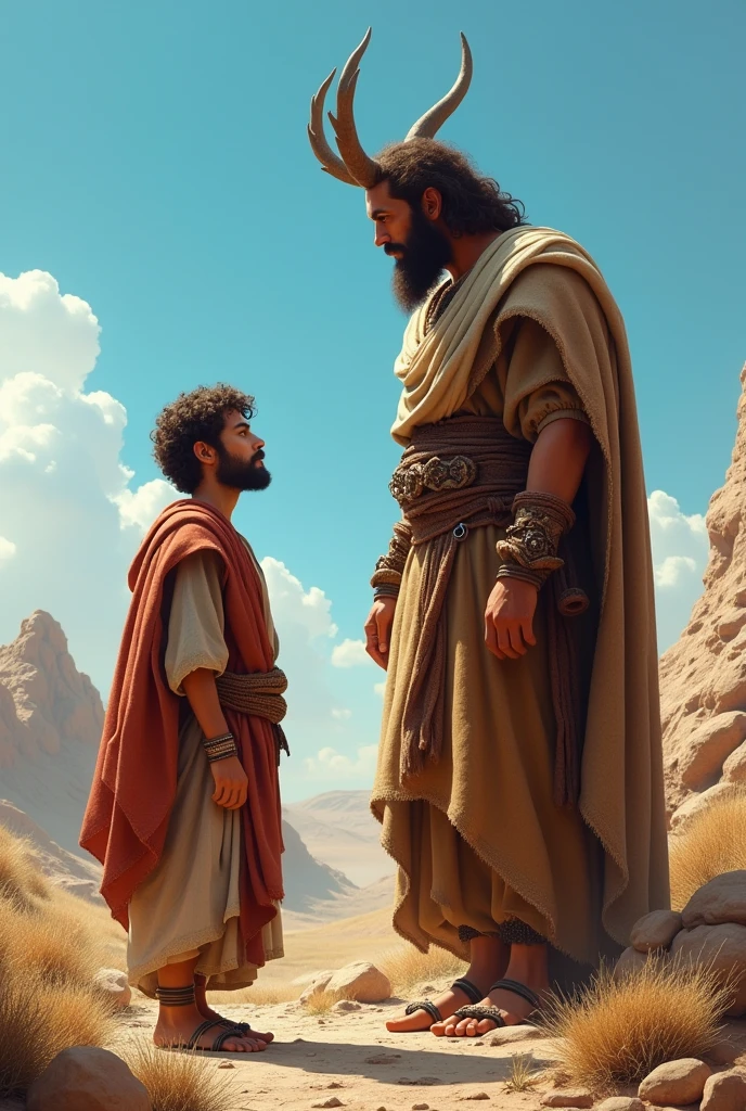 Biblical character Jacob meets Esau and makes a pact with him