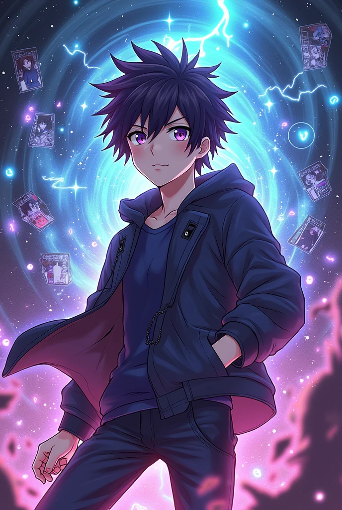You can generate an image for a tiktok channel that focuses on uploading anime chapters, movies and everything related to anime using the character of Arata from Trinity Seven